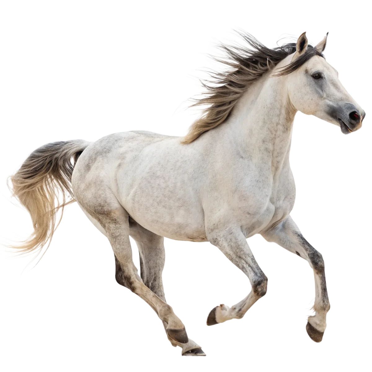 Grey horse at gallop